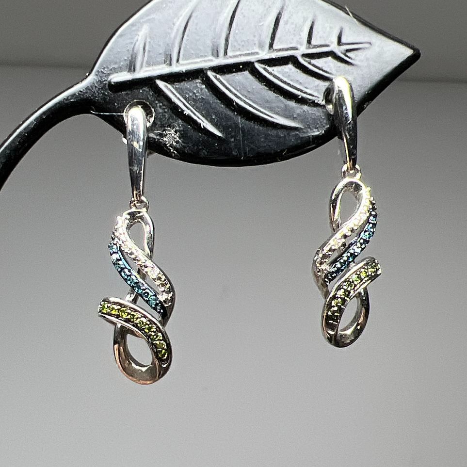 925 Sterling Silver Twist Gemstone Earrings 2.32g