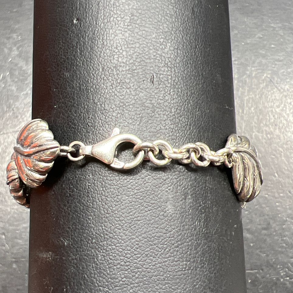 925 Sterling Silver Leaf Link Bracelet 22.12g