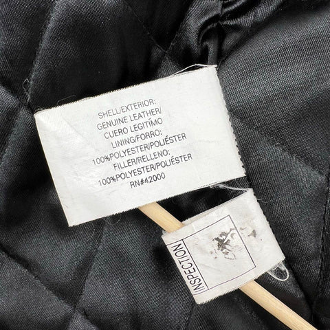 Vintage Y2K Kathy Ireland Black Genuine Leather Quilted Jacket Womens L