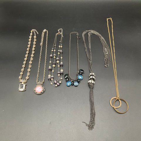 Vintage & Modern Fashion Jewelry Lot 6 Statement Tassel Pendant Necklaces
