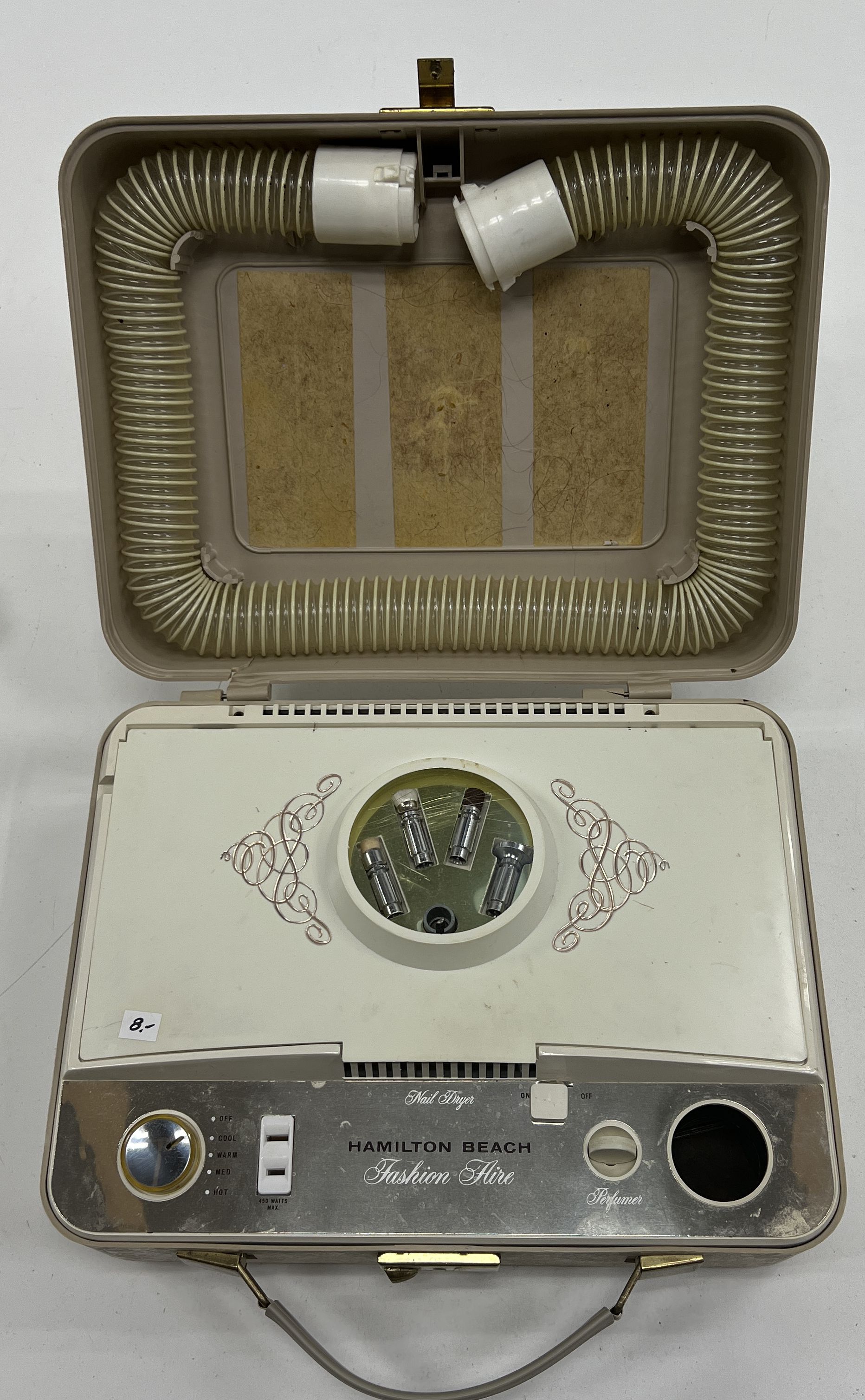Vintage 70s Hamilton Beach Fashion Aire Portable Hair Nail Dryer Bonnet Case