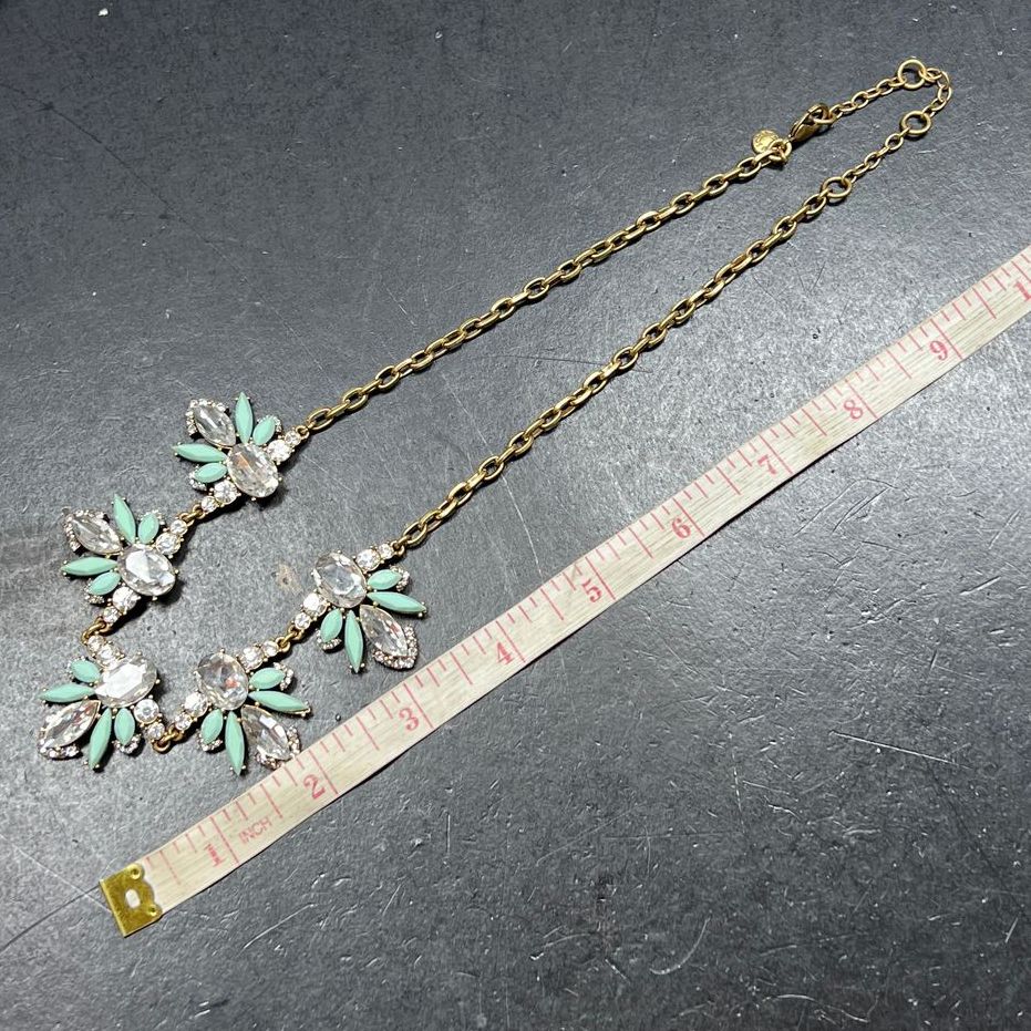 J Crew Rhinestone & Turquoise Tone Statment Necklace