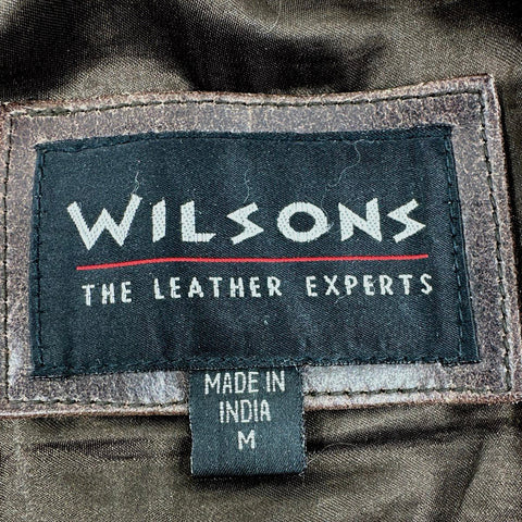 Wilsons Leather Women's Brown Vintage Y2K Button Front Collared Jacket Size M