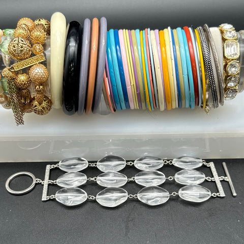 Vintage to Modern Mixed Costume Jewelry Lot of 45+ Bracelets Bangles Beaded