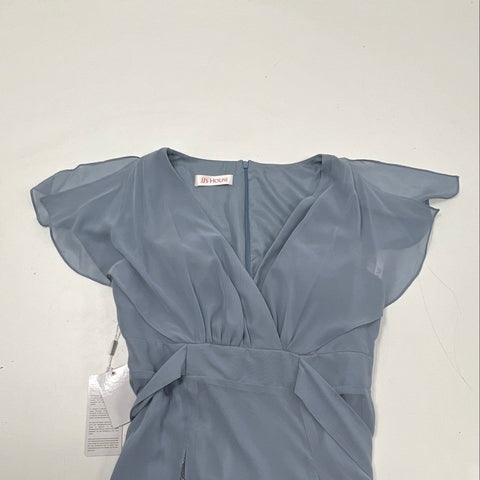 JJ's House Women's Dusty Blue A-Line High Low Lace Bridesmaid Dress Size 14 NWT