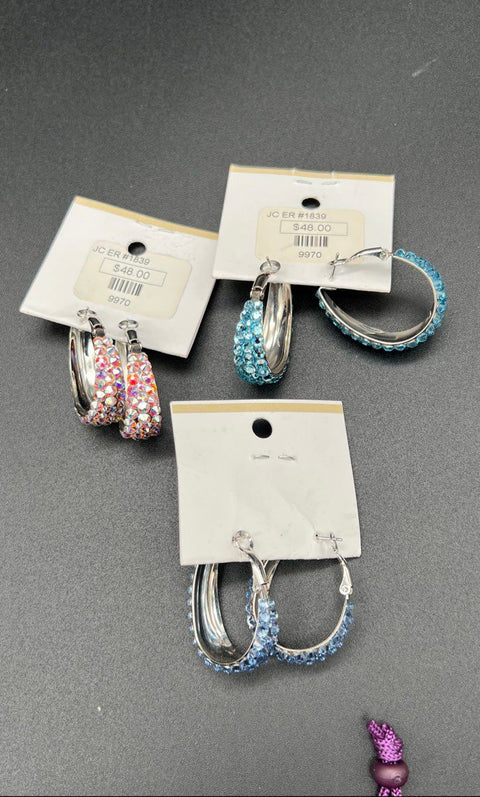 Jimmy Crystal NY Grand Glitz Jewelry Lot of 5 Watch Bracelet 3 Pairs Earrings