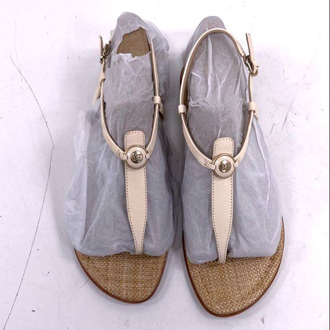 Sam Edelman Gigi Signet Ivory Leather T-Strap Thong Sandals Women's Size 10 M
