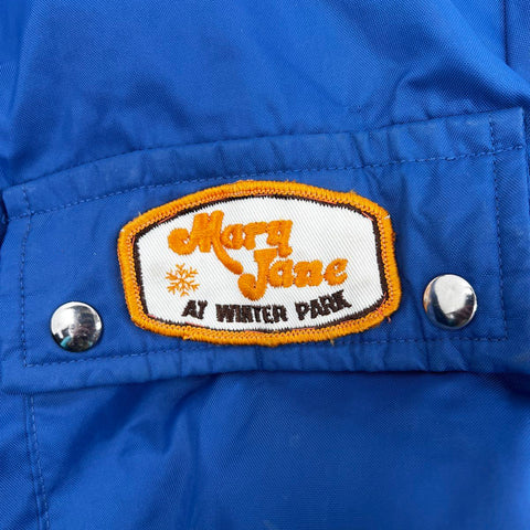 Vintage 70s Raven Ski Snowsuit Blue Mary Jane Winter Park Patch Made USA No Sz