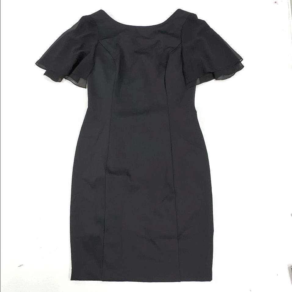 White House Black Market Flutter-Sleeve Sheath Dress Black Womens Size 10 NWT