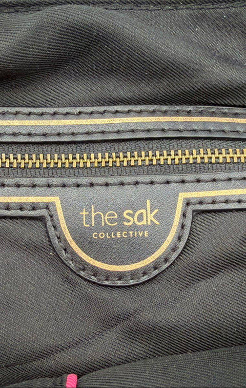 The Sak Collective Light Grey Pebbled Leather Hobo Shoulder Bag Dark Brown Trim