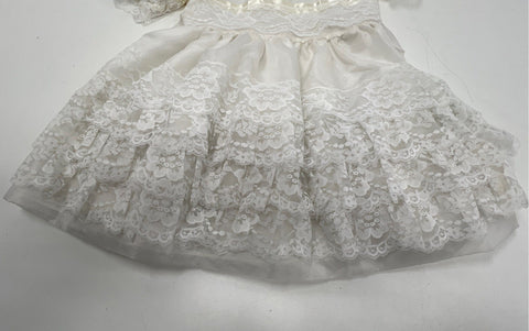 Vintage 90s Merry Girl Girls White Lace Tiered Party Dress Sz 6x Made in USA