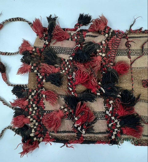 Vintage Middle Eastern Hand Woven Wool Tribal Camel Saddle Bag Tassels