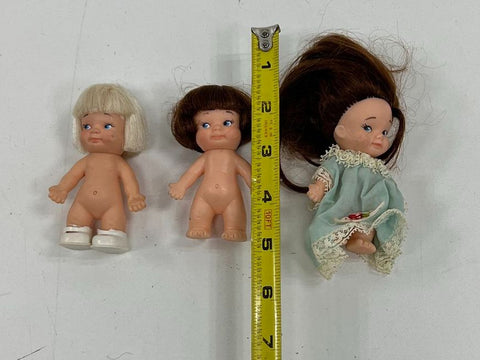 Vintage 1965 Uneeda Pee Wees Doll Lot of 3 Miniature Figures Hong Kong