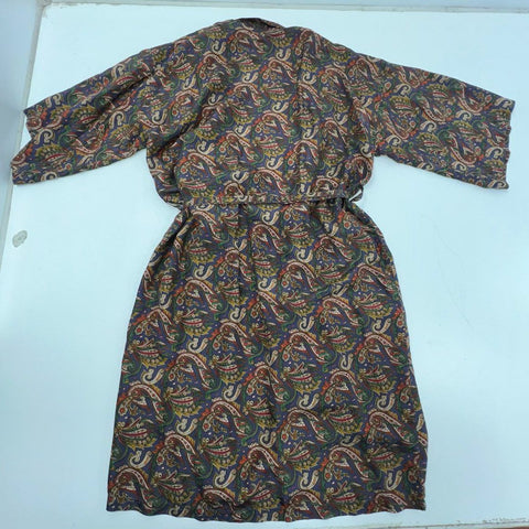 Vintage 80s Davco Paisley Print 100% Silk Robe Kimono Loungewear Sz OS