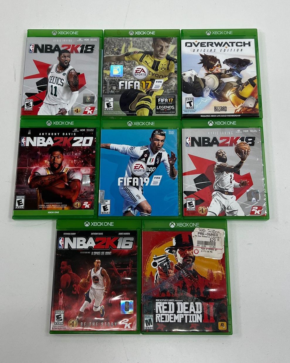 Microsoft Xbox ONE Mixed Games Lot in Cases UNTESTED Red Dead2 NBA2K Overwatch