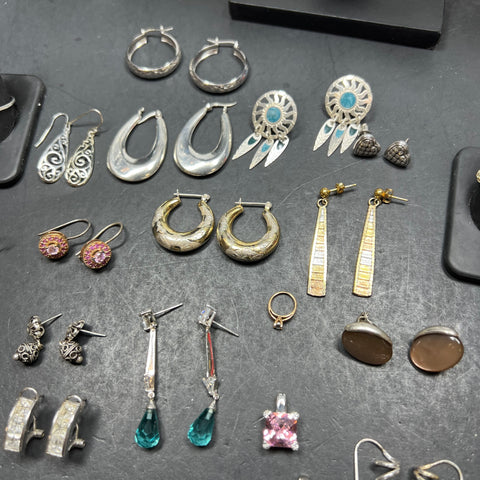 Silver Plate Necklaces Rings Earrings BraceletsJewelry Lot 499.72g
