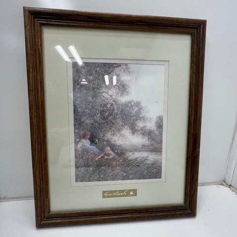 Gloria Vanderbilt Lot 2 Framed Art Prints 16.5x13.5 Romantic Genre Scenes Signed