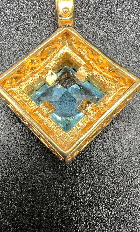 Vintage Nolan Miller Lot of 2 Pendants Gold & Silver Tone Rhinestone Signed