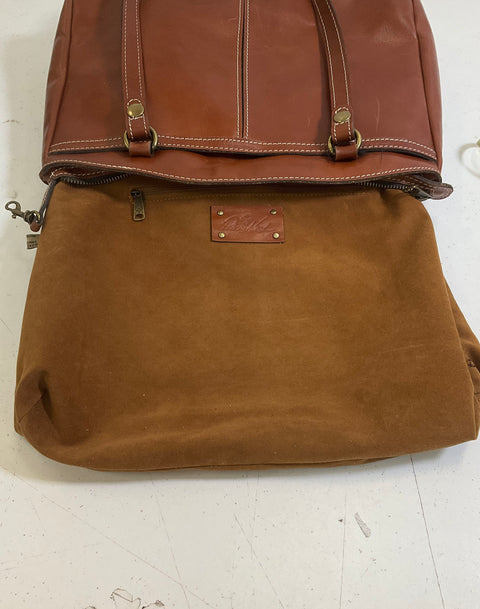 Patricia Nash Brown Leather Tote Shoulder Bag Brass Hardware