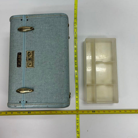 Vintage 1950s Samsonite Blue Shwayder Bros Style 4212 Train Case Makeup Bag