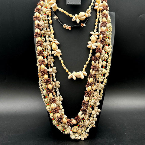 Vintage to Modern Shell Necklace Jewelry Lot Boho Beach Cowrie Puka 8+ Pieces
