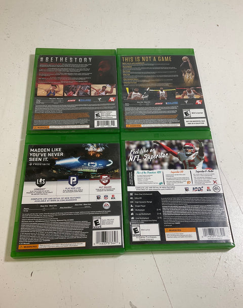 Madden NFL 20 18 NBA 2K17 16 Xbox One Lot of 4 Games Microsoft
