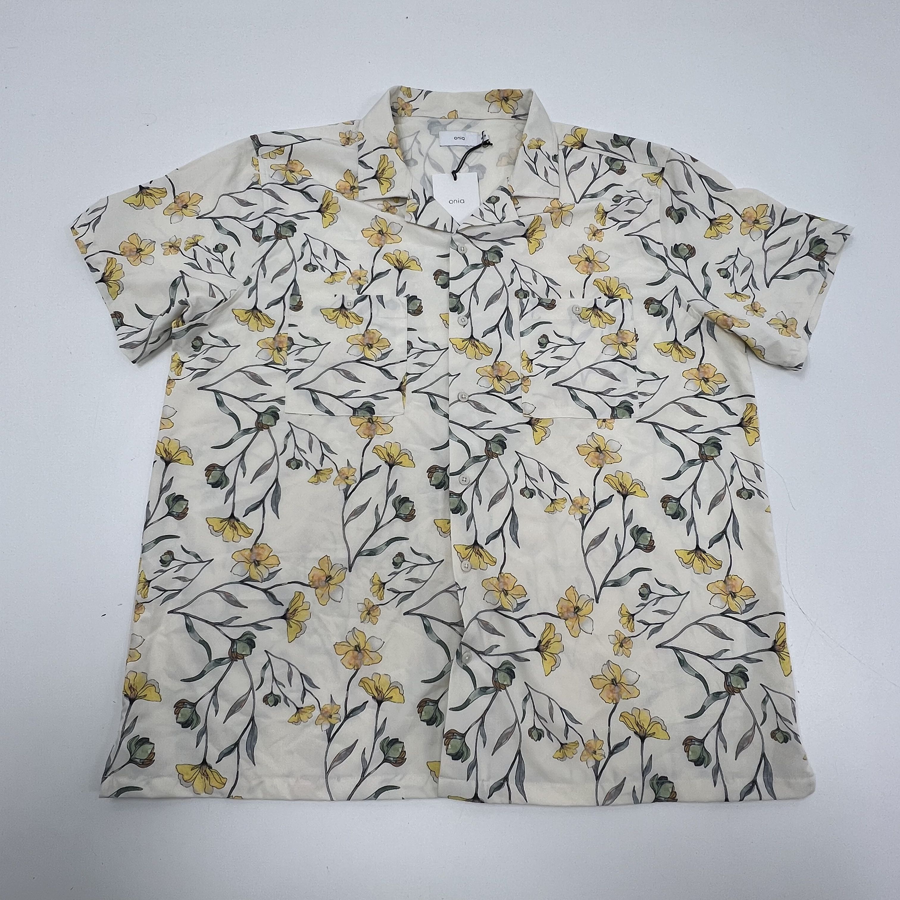 Onia Camp Over Stretch Chambray Floral Button Up Shirt NWT Sz XXL