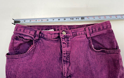 Vintage 90s Women's Purple Overdyed Acid Wash High Rise Tapered Jeans Sz 24W