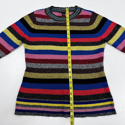 INC International Concepts Women's Multicolor Striped Metallic Sweater Sz L