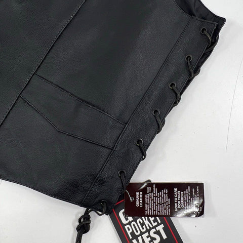 Coast to Coast Outfitters Leather Biker Vest Side Lace Snap Front Sz 3XL