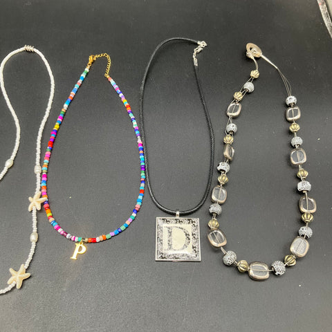 Mixed Costume Jewelry Lot of 9 Necklaces Beaded Starfish Shell Boho Abalone