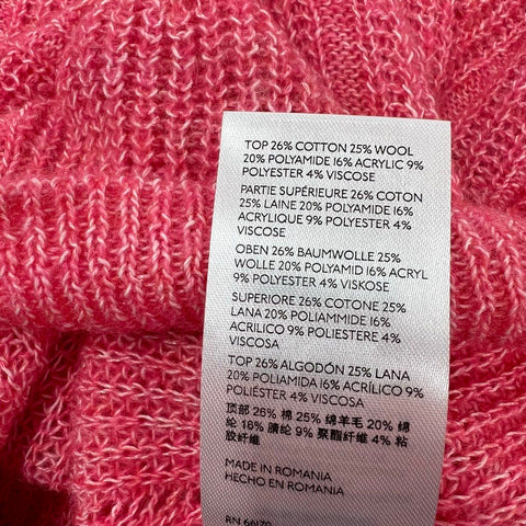 NWT Anthropologie Pink Rose Cable Knit Crewneck Sweater Women's Size S