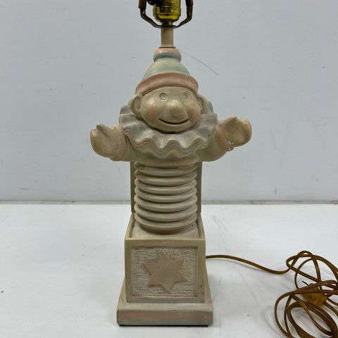 Vintage Clown Jack-in-the-box Table Lamp Cast Resin 24 Inch Tall Tested Works