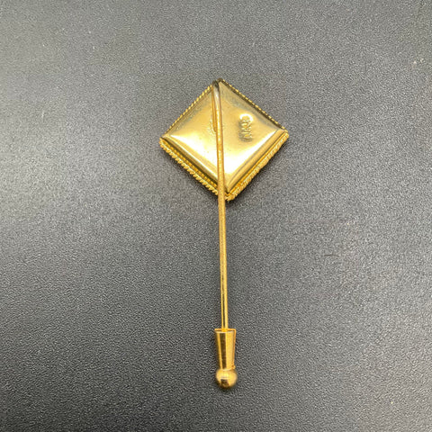 Vintage Italy Micro Mosaic Sunflower Stick Pin Gold Tone Floral Lapel Pin 2.5"