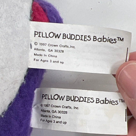 Vintage 1997 Pillow Buddies Babies Lot of 4 Plush Cow Cat Bunny Dino Crown