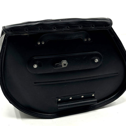 U.S. Saddlebag Co. Single Leather Motorcycle Saddle Bag Black Flame Design