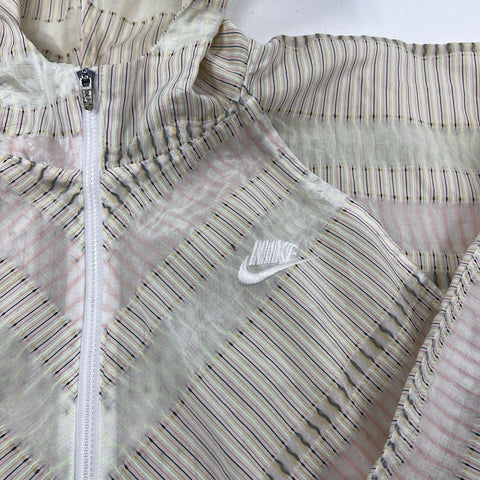 Nike Women's Earth Day Sheer Hooded Jacket Multi-Color Striped Size XL