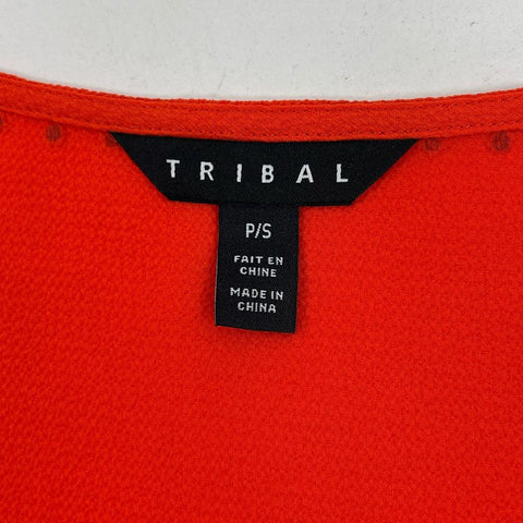 NWT Women's Tribal Orange-Red Studded Loose Polyester Tank Top - Size Small