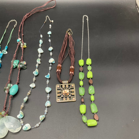 Boho Beaded and Cord Eclectic Statement Necklace Jewelry Lot of 7 Pieces