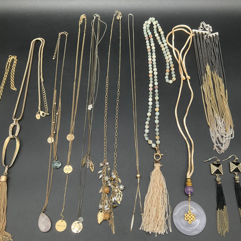 Chico's & Inspirational Wearable Jewelry Lot 12 Necklaces Earrings Tassels