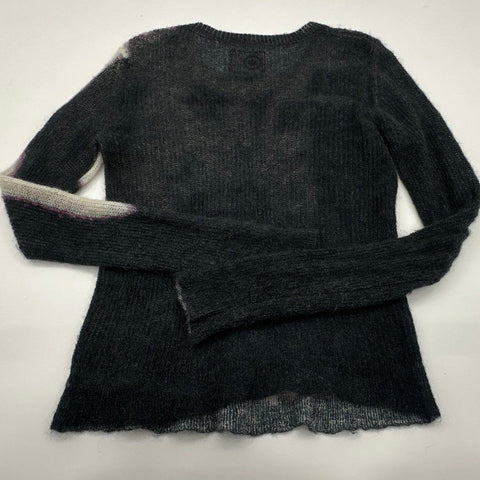 Ranger Renaissance Women's SS21 Abstract Knit Distressed Sweater Gray Sz L