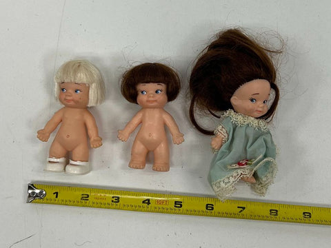Vintage 1965 Uneeda Pee Wees Doll Lot of 3 Miniature Figures Hong Kong