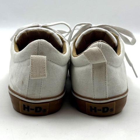 Harley-Davidson Baxter White Brown Canvas Low Top Sneakers Size 7.5