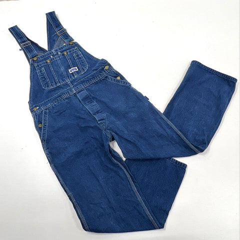 Vintage 90s Big Smith Denim Bib Overalls Indigo High Back Workwear Sz 34x30