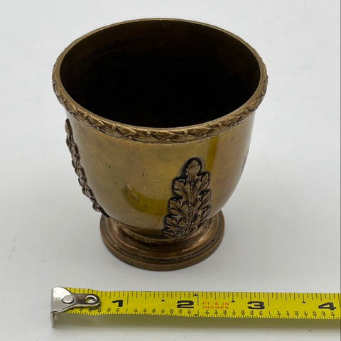 Rex Brass Cup Neoclassical Style Wreath Leaf Relief Footed Vintage