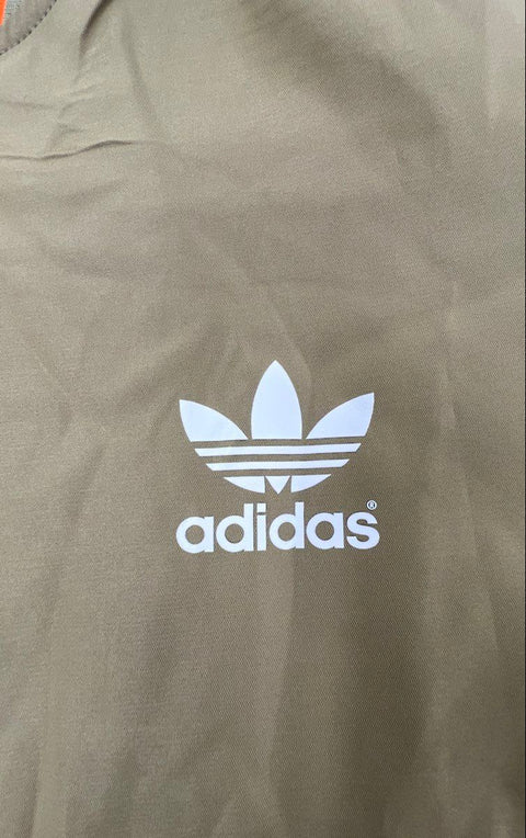 Adidas Men's Olive Green Orange Striped Trim Bomber Zip Up Track Jacket