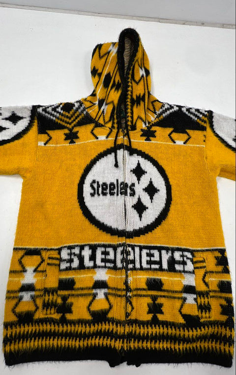 Vintage 90s Pittsburgh Steelers NFL Ruminahui Knit Hooded Jacket Full Zip Sz M