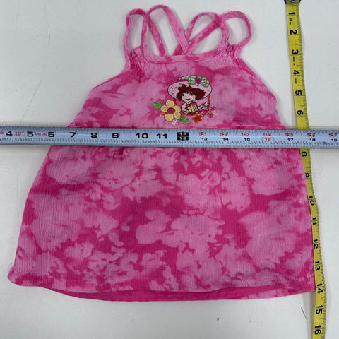 Strawberry Shortcake Girls Pink Tie Dye Embroidered Strappy Sundress Sz 18M