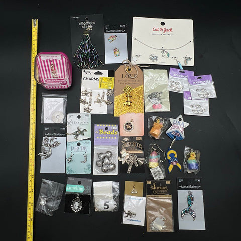 Cat & Jack FAO Schwarz Metal Gallery Jewelry Making Charms Pendants Lot of 25