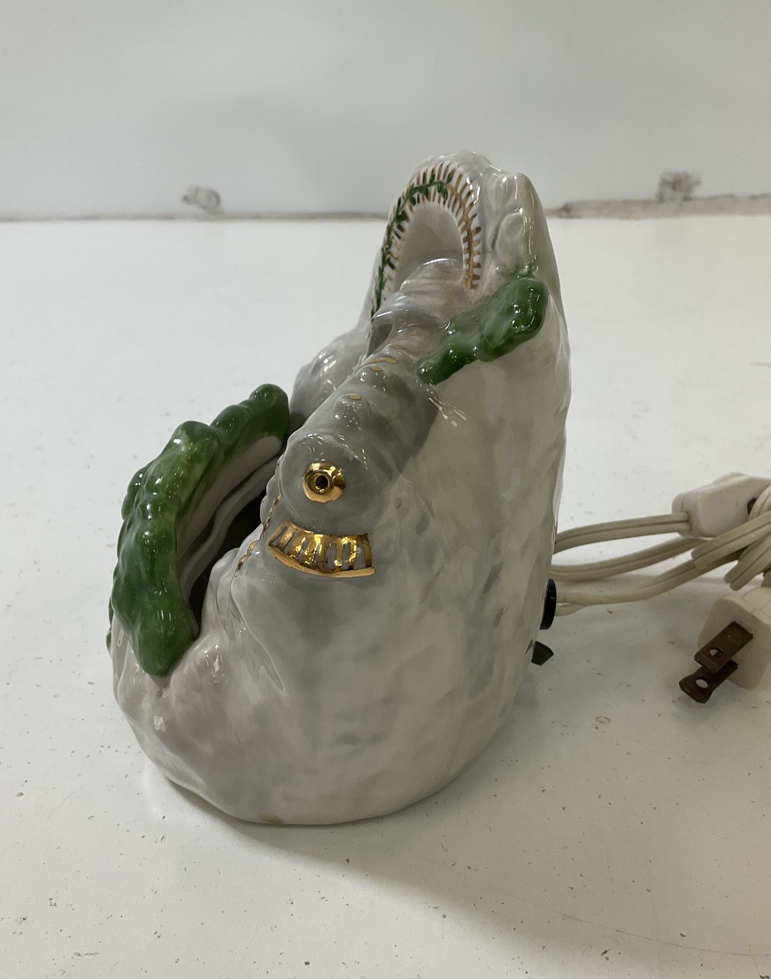 Vintage Ceramic Train Mountain Tunnel Night Light Small Lamp Hand Painted Works